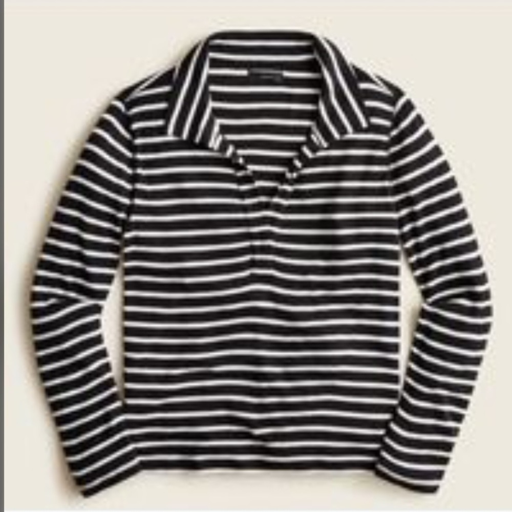 J. Crew NWT Striped Ribbed Polo Long Sleeve T-Shirt - Picture 2 of 4